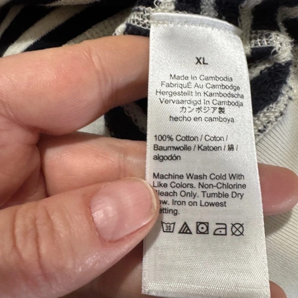 J.Crew Lightweight Sunfaded French Terry Sweatshirt in Stripe Size XL